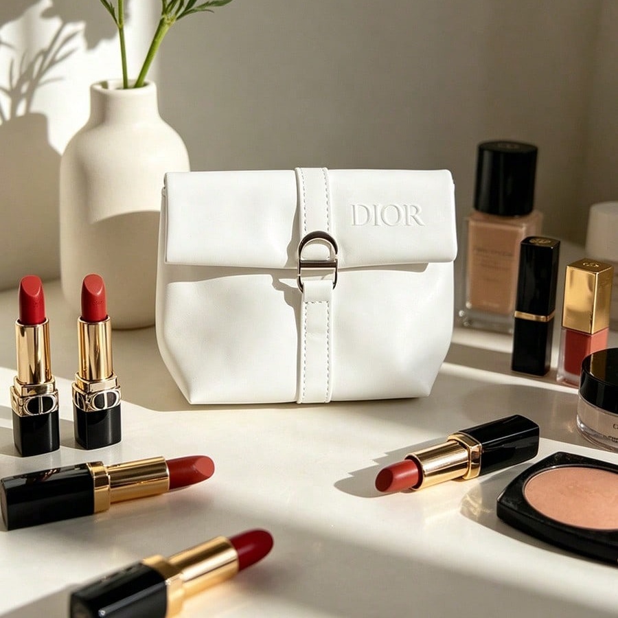 Dior’s Bag White Cosmetic Bag  - Luxury Skincare Samples review and price